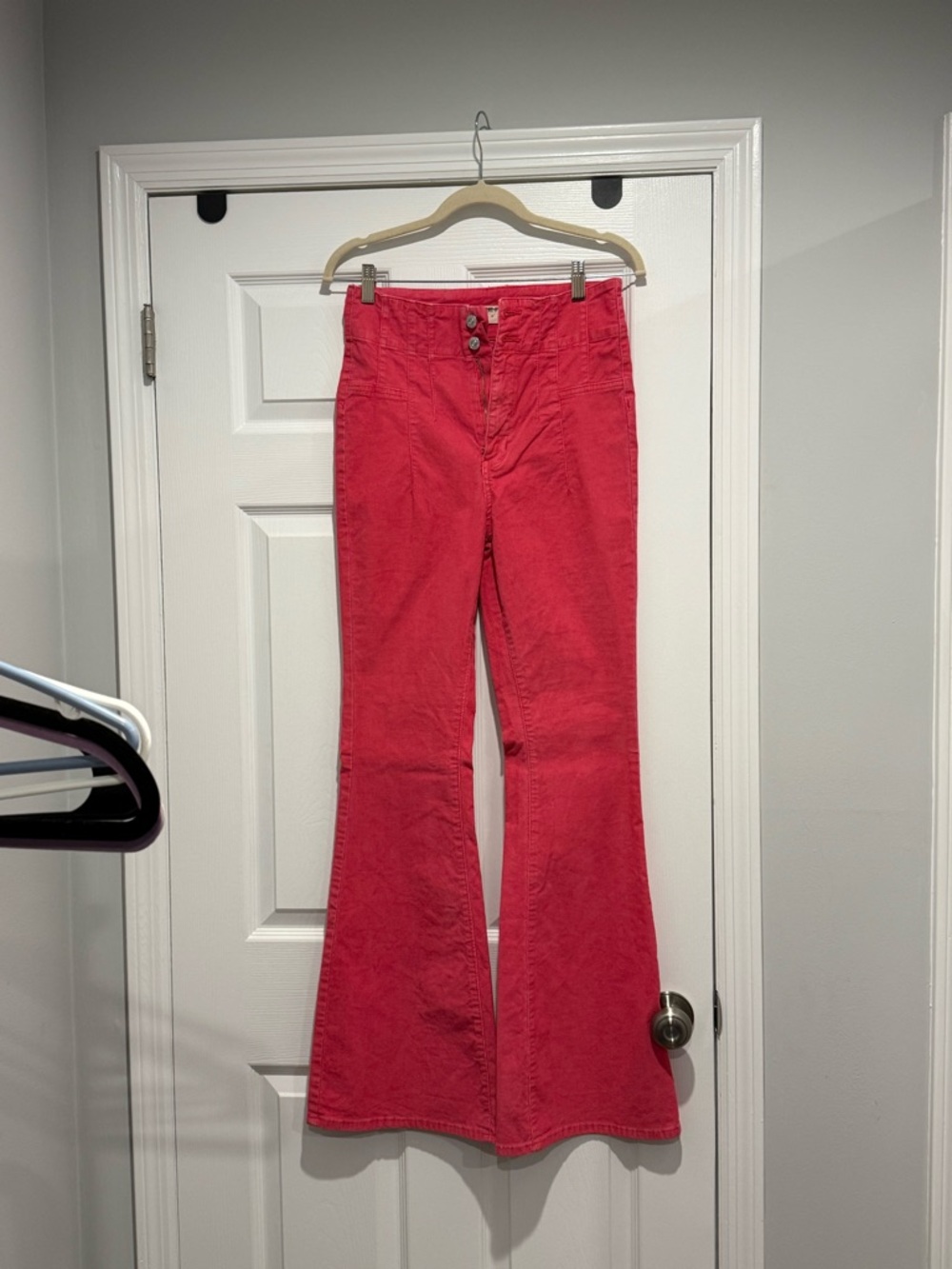 We The Free Hot Pink Corduroy High-Waist Flare Pants